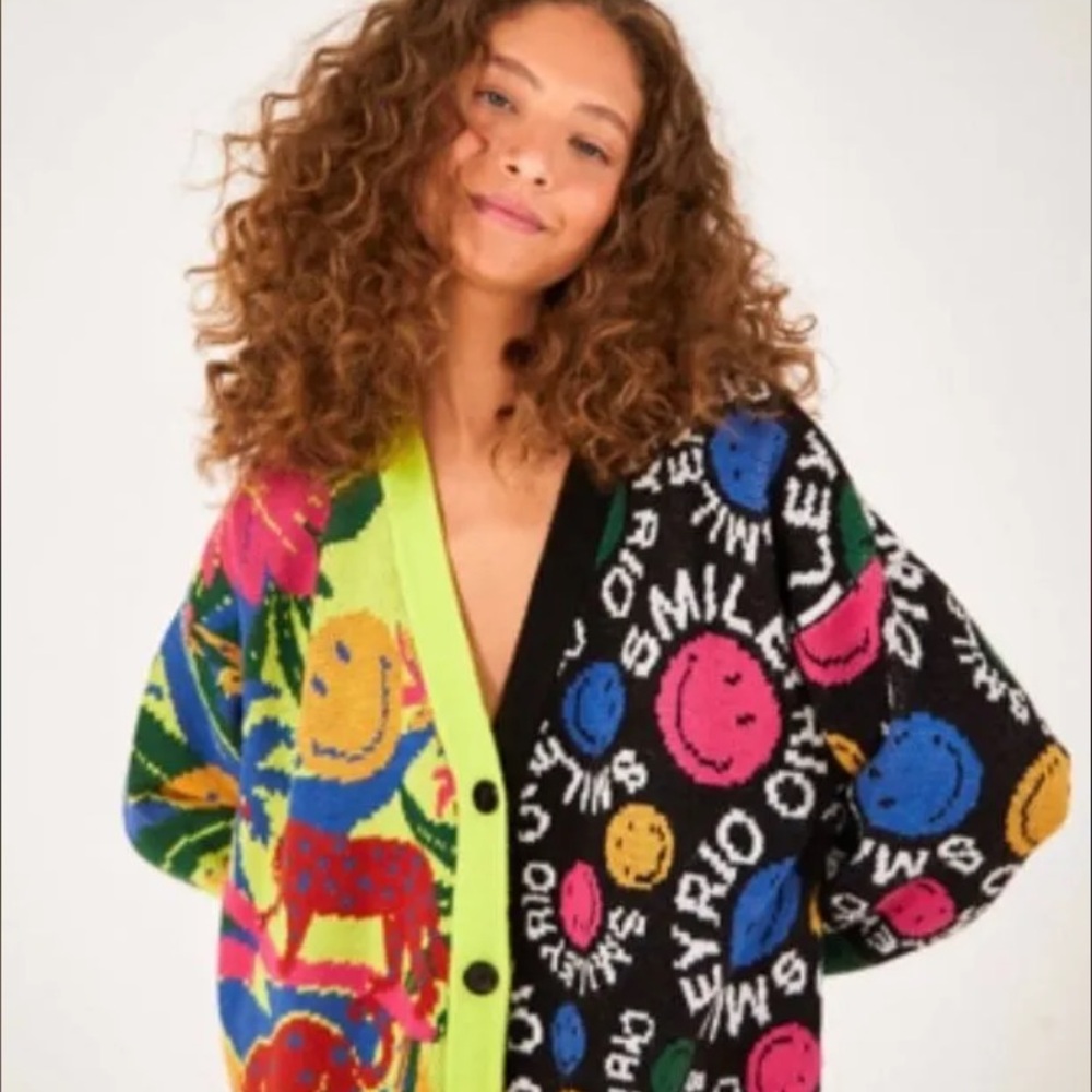 FARM Rio Multicolor Smiley Cardigan